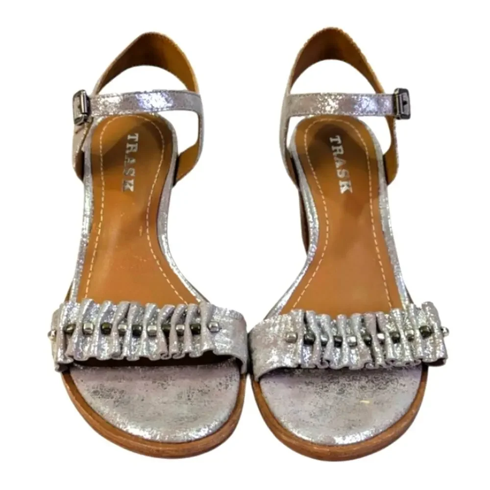 Trask Carrie Metallic Suede Sandals Size 7M  EUC $248    S3597